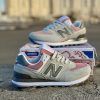 Кроссовки женские New Balance (Нью Баланс) 574 светло-серые с розовым