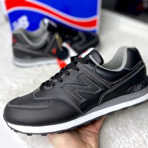 New Balance 574 черные с красным Графит