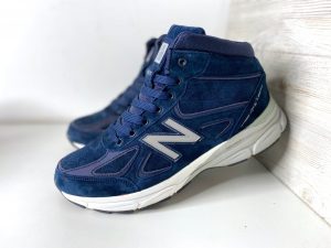 Кроссовки зимние New Balance (Нью Баланс) 990 синие с мехом