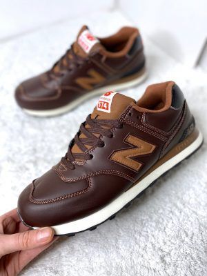 Кроссовки New Balance (Нью Баланс) 574 коричневые с красным