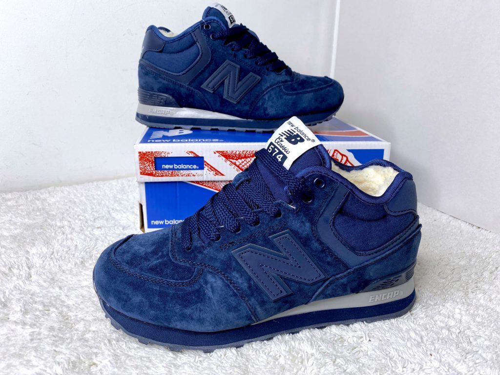 Зимние кроссовки New Balance (Нью Баланс) 574 cиние