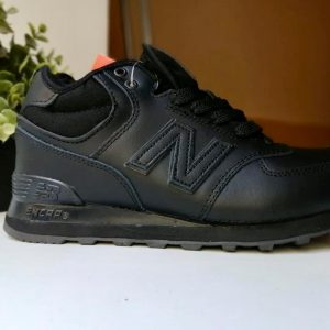 Кроссовки New Balance (Нью Баланс) зимние кожаные черные с мехом