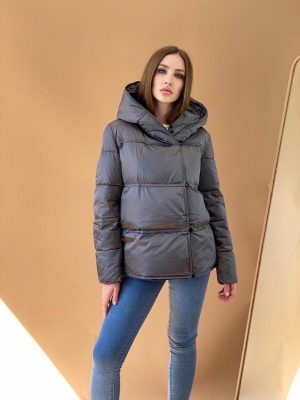 Женская зимняя куртка трансформер серая и черная