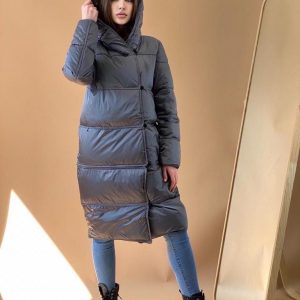 Женская зимняя куртка трансформер серая и черная