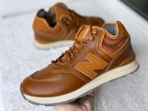 Кроссовки New Balance (Нью Баланс) 574 кожаные коричневые утепленные