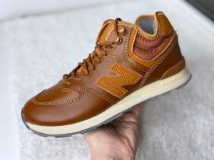 Кроссовки New Balance (Нью Баланс) 574 кожаные коричневые утепленные