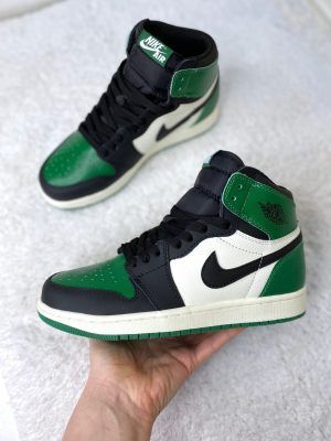 Кеды Nike Air Jordan бело-зеленые lux