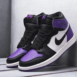 Кроссовки Nike Air Jordan фиолетовые с черным с мехом
