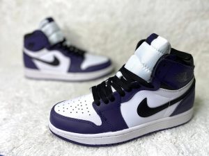 Кеды Nike Air Jordan 1 Mid темно-фиолетовые с белым