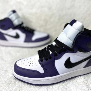 Кеды Nike Air Jordan 1 Mid темно-фиолетовые с белым