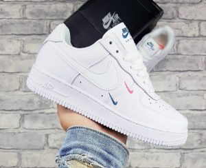 Кеды Nike Air Force Low White Pink-Blue Swoosh