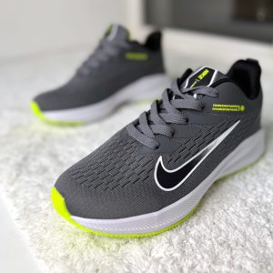 Кроссовки Nike Zoom серые с желтой подошвой