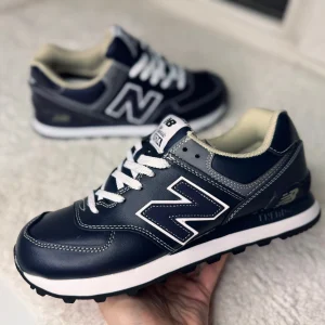 Кроссовки New Balance 574 темно-синие кожаные