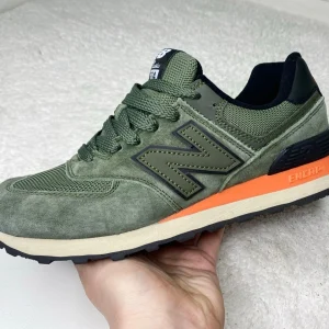 Кроссовки New Balance  574 зеленые с оранжевым