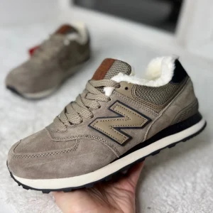 Кроссовки New Balance 574 хаки с мехом