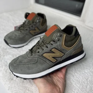 Кроссовки New Balance 574 высокие хаки с мехом