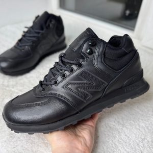 New Balance 574 черные высокие с мехом