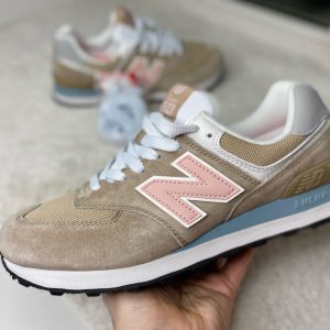 New Balance 574 бежевые с розовым