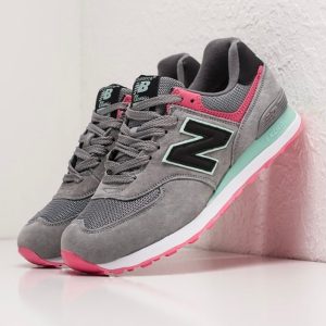 New Balance 574 серые с розовым с мятным
