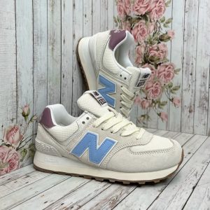 Кроссовки New Balance 574  бежевые с голубым
