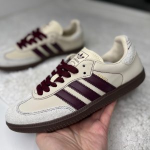 Adidas Samba бежевые с бордовым