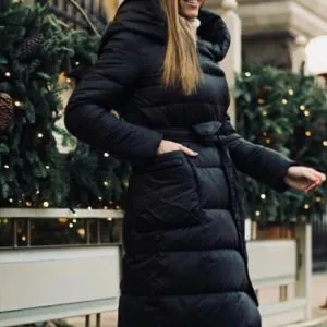 Куртка зимняя женская с поясом Верона черная