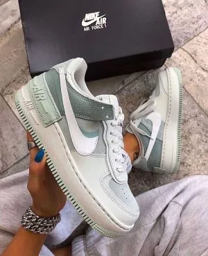 Кроссовки Nike Air Force Shadow мятные на толстой подошве