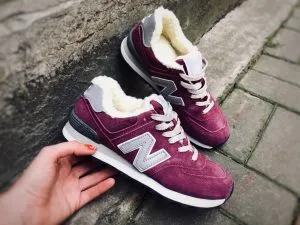 Женские New Balance 574 Nartsiss зимние бордовые
