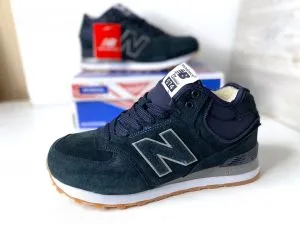 New Balance 574 высокие синие с мехом
