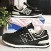 New Balance 574 черные с белым кожаные