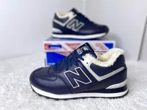 New Balance 574 Santa синие с мехом