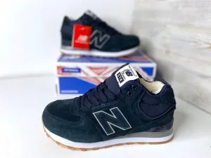 New Balance 574 высокие синие с мехом