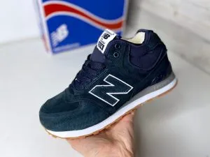 New Balance 574 высокие синие с мехом