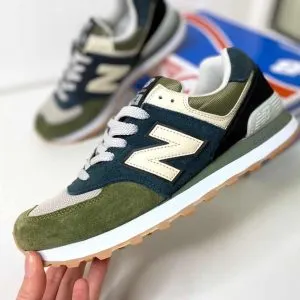 Кроссовки New Balance (Нью Баланс) 574 зеленые с синим