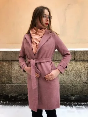 Женское пальто бордовое каберне