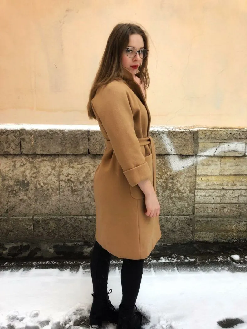 Женское пальто бордовое каберне