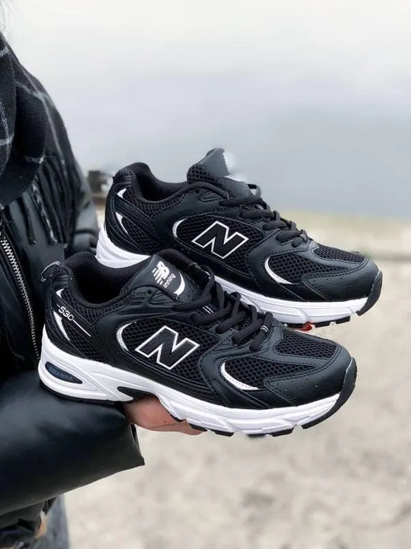 New Balance 530 кожаные с сеткой черные