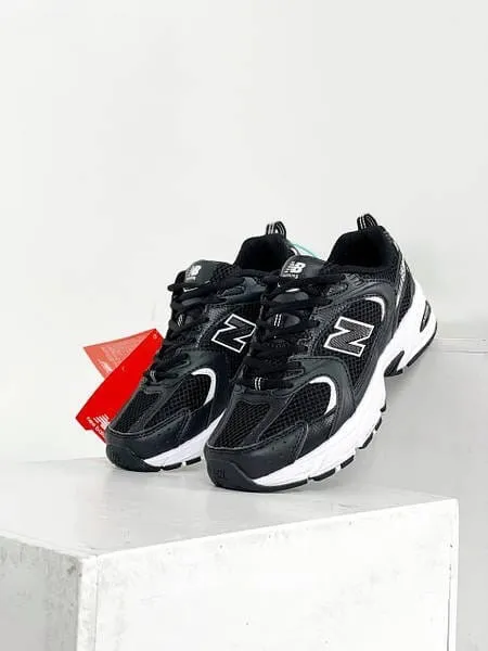 New Balance 530 кожаные с сеткой черные