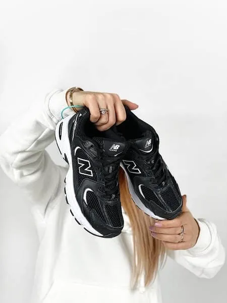 New Balance 530 кожаные с сеткой черные