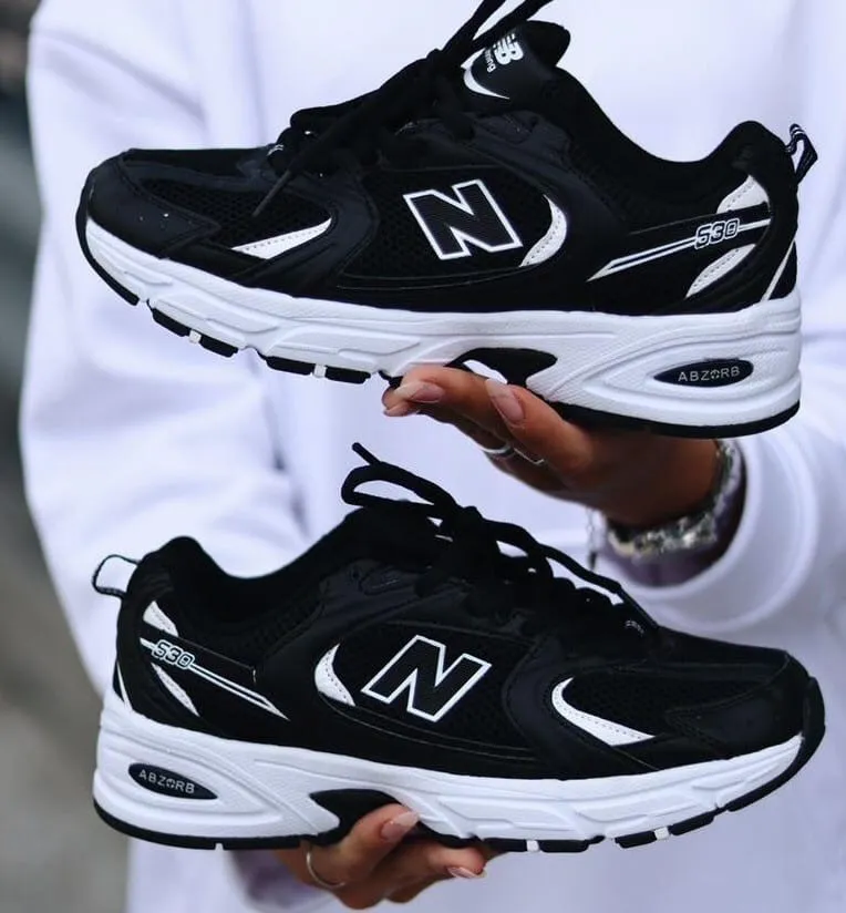 New Balance 530 кожаные с сеткой черные