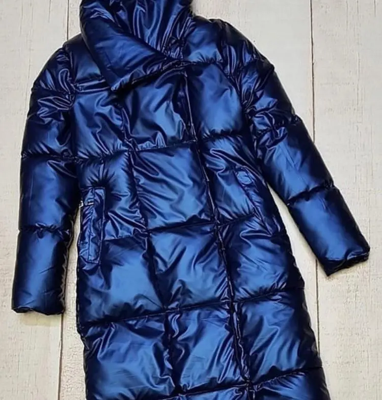 Женская куртка зимняя синий металлик