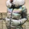Женская куртка зимняя синий металлик