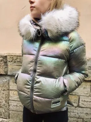Женская куртка зимняя синий металлик