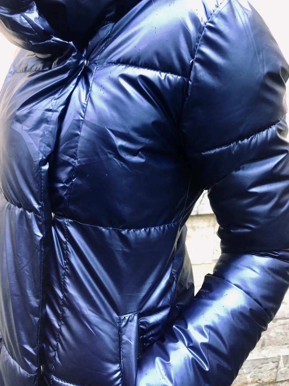 Женская куртка зимняя синий металлик