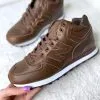 Кроссовки New Balance (Нью Баланс) 574 коричневые кожаные высокие с мехом Орех