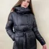 Женская куртка Ариана с поясом черная