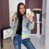 Женская куртка хамелеон с белым мехом