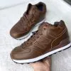 Кроссовки New Balance (Нью Баланс) 574 коричневые кожаные высокие с мехом Орех