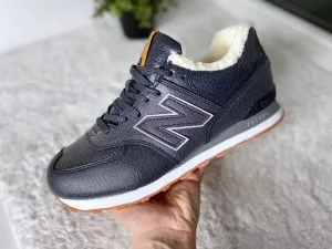 Кроссовки зимние New Balance (Нью Баланс) черные с мехом высокие Black-Grey