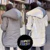 Женская куртка Зефирка двухсторонняя черная с серым
